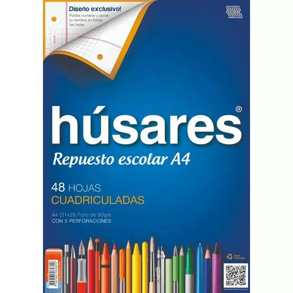 REP. ESCOLAR HUSARES A4 90G CUAD. 48H