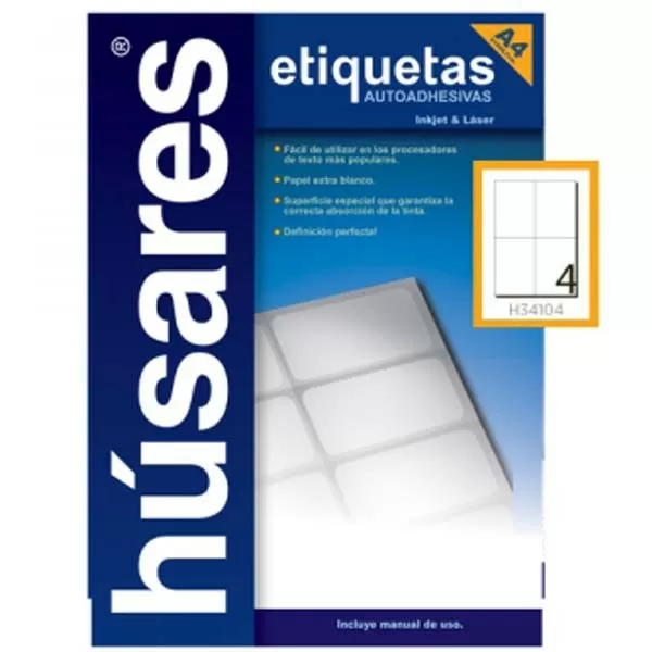 ETIQUETAS AUTOAD. HUSARES A4 X 25H (34201)