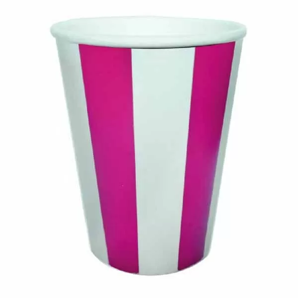 VASO POLIPAPEL RAYA FUCSIA/BLANCO 8 OZ X 20U