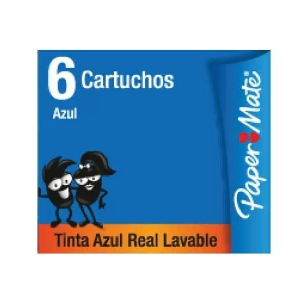 CARTUCHO EUROPEO TINTA AZUL PAPER MATE X 6U