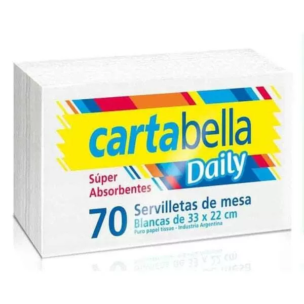 SERVILLETA CARTABELLA BLANCA 33 X 22 X 70U