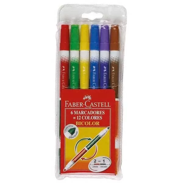 MARCADOR BICOLOR FABER CASTELL X 6U