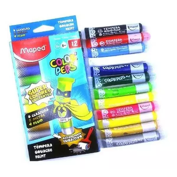 TEMPERA COLORPEPS 8ML X 12U STD+MET+FLUO