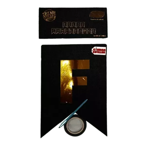 BANDERIN GLITTER NEGRO/ORO FELIZ CUMPLE