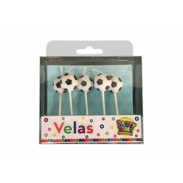 KIT VELAS PELOTA FUTBOL PARTY TIME X 5U (629078)