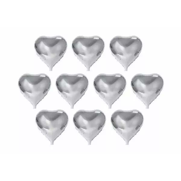 SET GLOBO CORAZON PLATA METAL 5 x 10u