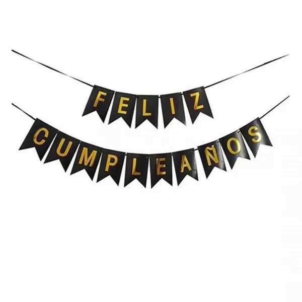 BANDERIN ECO NEGRO FELIZ CUMPLE