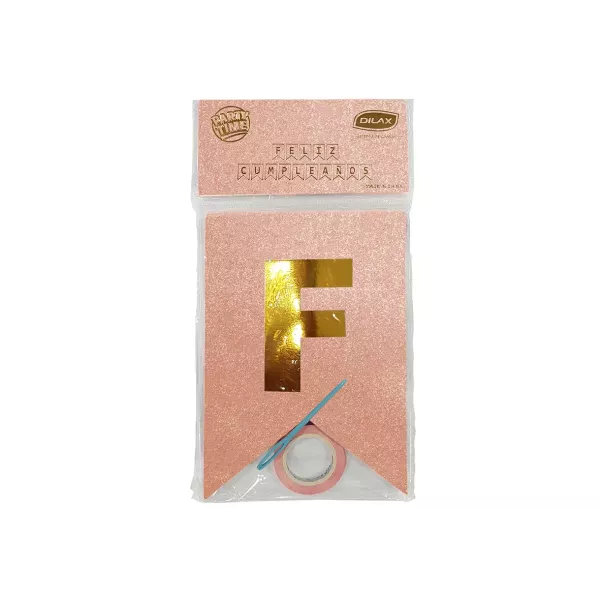 BANDERIN GLITTER ROSAGOLD/ORO FELIZ CUMPLE