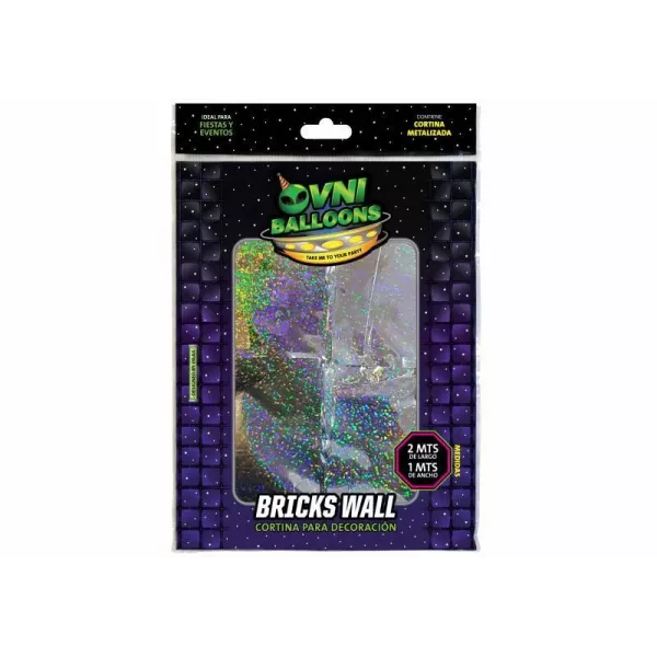 CORTINA BRICKS WALL OVNI 2MT X 1MT PLATA LASER